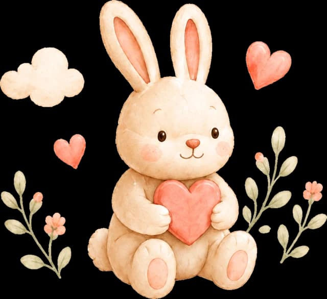 Conejito BabySteps sosteniendo un pequeño corazón