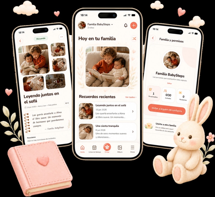 BabySteps en el móvil con recuerdos de Alma y su familia