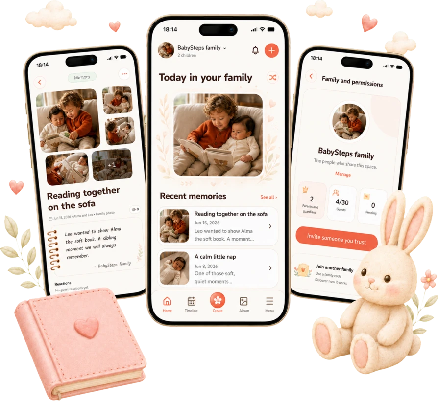 BabySteps on a phone with memories of Alma and her family