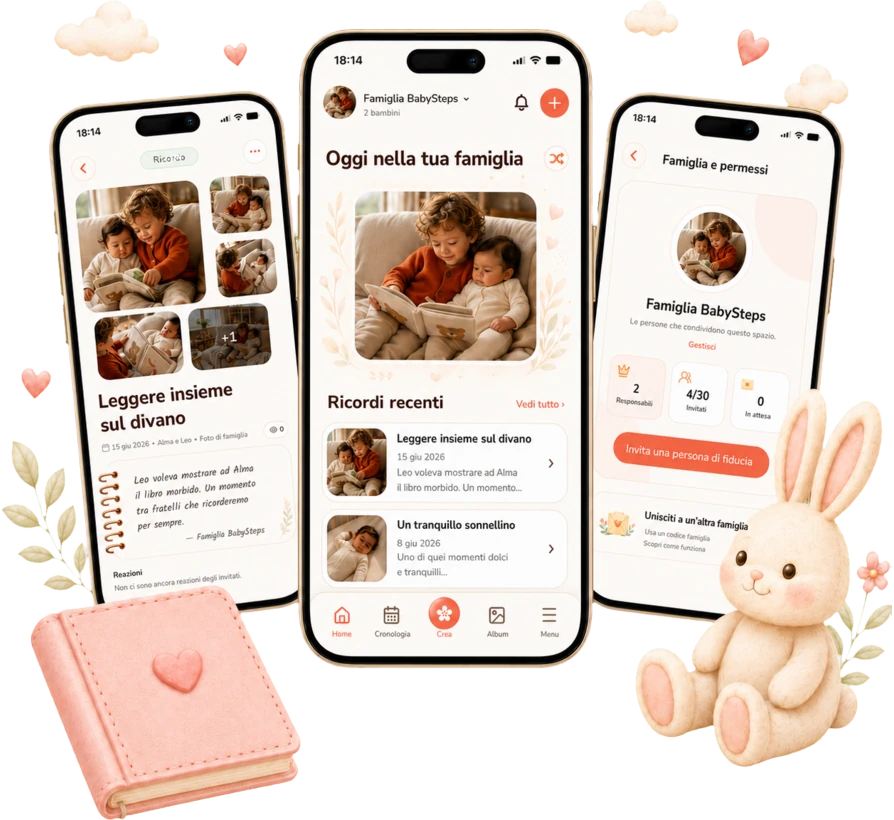 BabySteps sul telefono con i ricordi di Alma e della sua famiglia