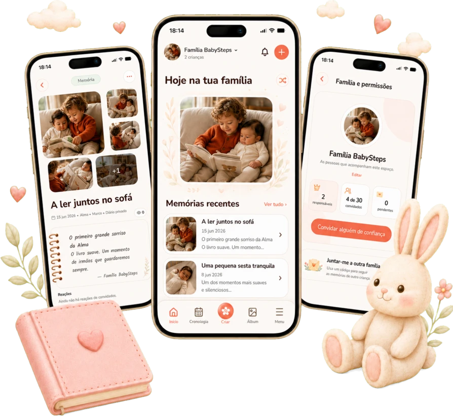 BabySteps no telemóvel com memórias da Alma e da sua família