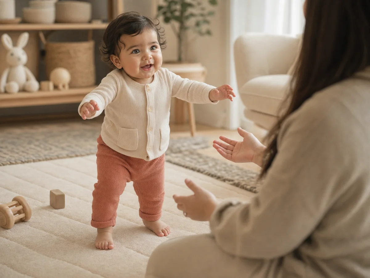 Alma dando sus primeros pasos hacia su madre